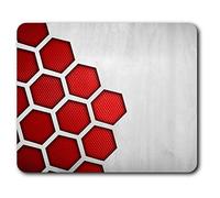 Estera cómoda del ratón - Rojos Impresionantes hexágono Formas de 23.5 x 19.6 cm (9.3 x 7.7 Pulgadas) para la computadora y el Ordenador portátil, Oficina, Regalo, Base Antideslizante - RM3742