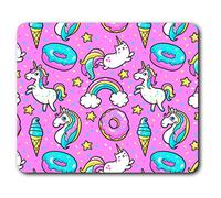 Estera cómoda del ratón - rosado impresionante del unicornio niñas Donut fresco de 23.5 x 19.6 cm (9.3 x 7.7 pulgadas) para la computadora y el ordenador portátil, oficina, regalo, base antideslizante - RM8332