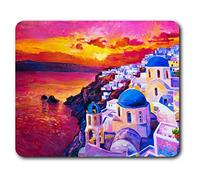Estera cómoda del ratón - Santorini, Grecia Arte de la Pintura 23.5 x 19.6 cm (9.3 x 7.7 Pulgadas) para la computadora y Ordenador portátil, Oficina, Regalo, Antideslizante Base - RM15543