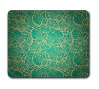 Estera cómoda del ratón - trullo del papel pintado floral del oro del patrón 23.5 x 19.6 cm (9.3 x 7.7 pulgadas) para la computadora y ordenador portátil, oficina, regalo, antideslizante base - RM24393