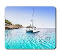 Estera cómoda del ratón - Velero Catamarán Isla de Córcega Francia 23.5 x 19.6 cm (9.3 x 7.7 pulgadas) para la computadora y el ordenador portátil, oficina, regalo, base antideslizante - RM24131