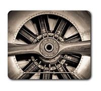 Estera cómoda del ratón - Vintage Avión con hélices del motor Plano 23.5 x 19.6 cm (9.3 x 7.7 pulgadas) para la computadora y el ordenador portátil, oficina, regalo, base antideslizante - RM24377