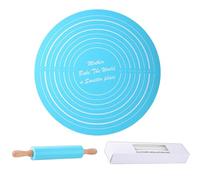 Estera de hornear de silicona antiadherente, rollos de cocción sin palillo Juego de rodillos para hornear | Pines de rodillos de masa profesionales establecidos para fondant, pasta, rodillo de rodillo
