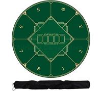 Estera de póquer Profesional Redonda, disposición de Mesa de póquer de Goma portátil for 8 Jugadores con Bolsa de Transporte(Green)