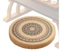 Estera de puf para Sentarse Zen: Almohadilla de Base Circular Tejida artesanalmente, Capa de amortiguación de Soporte de Suelo Suave, Capa de Estabilidad de Agarre Inferior Texturizada, Accesorio de