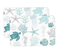 Estera de secador de platos, 2 piezas de secado de platos de plato 24x16in costero coral no deslizante absorbente secador de barro de barro para el mostrador de la cocina baño