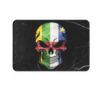 Estera Interior Cráneo De La Bandera De La República Centroafricana Personalizada Franela Alfombras Resistente A La Suciedad Alfombra Exterior para Puerta para Pasillo Cocina Comedor 60X40Cm