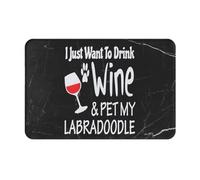 Estera Interior Solo Quiero Beber Vino Y Acariciar A Mi Labradoodle Personalizada Bienvenida Alfombra Muy Suave Franela Alfombras para Oficina Dormitorio Pasillo 60X40Cm