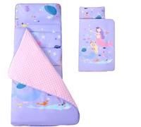 Estera para la Siesta para niños pequeños con Almohada y Manta Estera térmica antipatadas para Dormir con asa 47x20 Bolsa de Dormir portátil Enrollable para niños Esteras para la Siesta para Guarde