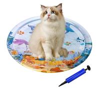 Estera sensorial de Gato | espesados Sensor de Cama de Agua Mat de Juego | Almohadilla Redonda Inflable con Suministros de Mascotas interactivos interactivos de Pescado Flotante para la Caza d