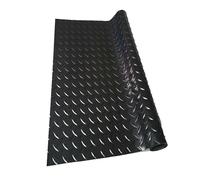 Esteras de Caucho para Suelos de Garaje Rollo de Alfombrilla de Goma for Suelo de Garaje, Placa de Diamante de tendón de Buey, Varios tamaños Multicolores de 1,5mm(Black,0.5x11m)