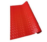Esteras de Caucho para Suelos de Garaje Rollo de Alfombrilla de Goma for Suelo de Garaje, Placa de Diamante de tendón de Buey, Varios tamaños Multicolores de 1,5mm(Red,0.5x15m)