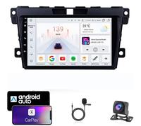 Estéreo de coche Android 14 doble DIN con pantalla táctil para Mazda Cx-7 2008-2015 con Bluetooth, navegación GPS, WiFi, radio FM, USB/SWC/Plug and Play, compatible con Carplay y Android Auto + cáma