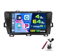 Estéreo inalámbrico con Pantalla táctil 2K de 9'' y Carplay para Toyota Prius 2009-2014, Android 15 de 64 GB, DSP, WiFi 5G, GPS, Bluetooth 5.0, SWC, K1 Pro: Mejora tu Experiencia de conducci
