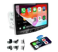 Estéreo inalámbrico para coche de 10 pulgadas, doble DIN, Apple CarPlay y Android Auto, QLED con pantalla táctil flotante con YouTube, Netflix, TikTok, navegación Bluetooth, sonido potente de 240 W