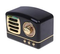 Estéreo Mini Retro Bluetooth Wireless Speaker Vintage Tarjeta TF Soporte de Radio FM Portátil(Nero)