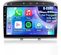 Estéreo para automóvil Android 2+64G para Peugeot 308 408 2007-2015 - Radio Carplay inalámbrico de 9 Pulgadas Compatible con Android Auto WiFi GPS Navegación Control del Volante FM RDS