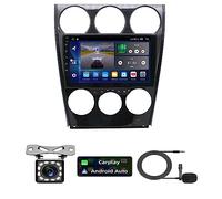 Estéreo para automóvil BOBOBH de doble DIN compatible con Carplay Android Auto para Mazda 6 2002-2007, radio para automóvil Plug and Play AM/FM, cámara de respaldo, control del volante, enlace de espe
