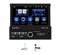 Estéreo para automóvil de un solo DIN con Carplay, Android Auto, pantalla táctil abatible de 7 pulgadas, radio Bluetooth, FM, Mirror Link