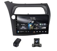 Estéreo para Coche Android 14 2 DIN Compatible con Honda Civic Hatchback 2006-2012. CarPlay/Android Auto Integrado Pantalla táctil de 9" cámara Control en el Volante función Bluetooth vídeo 1080P FM