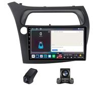 Estéreo para Coche Android 14 2 DIN Compatible con Honda Civic Hatchback 2006-2012 CarPlay/Android Auto Integrado, Pantalla táctil de 9", cámara, Control en el Volante, Compatible con Bluetooth, víd