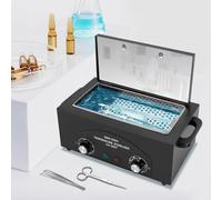 Esterilizador de aire caliente de 300 W con temporizador, calor seco hasta 220 ℃, 1,5 l de alta temperatura, esterilizador desinfectante para uñas, cosméticos y herramientas de peluquería (negro)