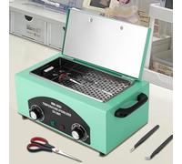 Esterilizador de aire caliente de 300 W con temporizador, calor seco hasta 220 ℃, 1,5 l de alta temperatura, esterilizador desinfectante para uñas, cosméticos y herramientas de peluquería (verde)