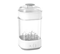 Esterilizador de biberón, desinfectante de vapor eléctrico con desinfección de 360 grados, blanco, capacidad de 5 botellas, diseño de doble capa, 36,2 x 18,1 x 18,5 cm