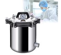 Esterilizador portátil a vapor de alta presión para laboratorios y universidades. Fabricado en acero inoxidable, con protección contra quemaduras en seco y 2 válvulas.