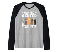 Esterilizar y castrar a Sus Mascotas Adoptar el Rescate de Animales de crianza Camiseta Manga Raglan