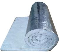 Esterilla aislante para techo de fibra de cerámica, lámina de aluminio unilateral, 1,260 °C, para chimenea, barbacoa, horno, estufa, 1 x 0,61 m (blanco, 20 mm)