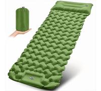 Esterilla Camping, Ultraligera Plegable Portátil Colchoneta Individual | Colchoneta Camping con Almohada y Bomba de Pie, Colchonetas para Dormir para Viajes, Exteriores, Playa, Camping, Verde
