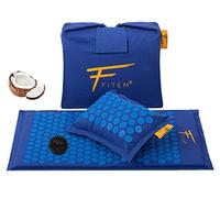 Esterilla de acupresión y cojín Fitem, relleno de coco 100 % natural, masajea, alivia el dolor de espalda y cuello, la ciática, relaja los músculos, masajea, relaja y reduce el insomnio.