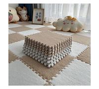 Esterilla de espuma de felpa, Paquete de 10 baldosas alfombra entrelazadas for juegos rompecabezas y sensorial, multicolor, 30 x 1 cm(Blanc+café Léger)
