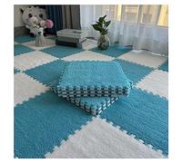 Esterilla de espuma de felpa, Paquete de 10 baldosas alfombra entrelazadas for juegos rompecabezas y sensorial, multicolor, 30 x 1 cm(Bleu+blanc)