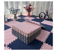 Esterilla de espuma de felpa, Paquete de 10 baldosas alfombra entrelazadas for juegos rompecabezas y sensorial, multicolor, 30 x 1 cm(Rose+bleu Marine)