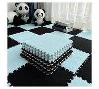 Esterilla de espuma de felpa, Paquete de 10 baldosas alfombra entrelazadas for juegos rompecabezas y sensorial, multicolor, 30 x 1 cm(Bleu Clair+noir)