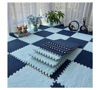 Esterilla de espuma de felpa, Paquete de 10 baldosas alfombra entrelazadas for juegos rompecabezas y sensorial, multicolor, 30 x 1 cm(Bleu Clair+bleu Marine)
