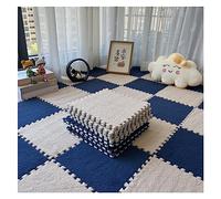 Esterilla de espuma de felpa, Paquete de 10 baldosas alfombra entrelazadas for juegos rompecabezas y sensorial, multicolor, 30 x 1 cm(Café Clair+bleu Marine)