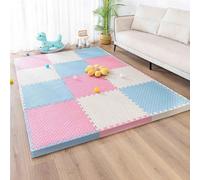 Esterilla de espuma para ejercicios - Esterilla deportiva antideslizante entrelazada, esterilla de juego para niños y entrenamiento en casa - Alfombrilla para gimnasio(White/Pink/Sky Blue)