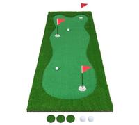 Esterilla de Golf de 300 x 100 cm, con césped Artificial, 2 Bolas, 3 Agujeros, 3 Banderas y Copas de Putting, Estera Plegable para Interior y Exterior, Alfombrilla de Entrenamiento de Golf Verde para