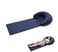Esterilla de playa inflable, sillón de salón, 160 x 70 cm, esterilla de playa con cojín inflable, portátil, para tomar el sol, tumbona de playa hinchable con respaldo para camping, playa (azul oscuro)