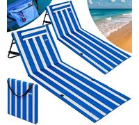 Esterilla de playa juego de 2 azul/blanco 158x56x46cm acolchada