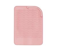 Esterilla de protección térmica de silicona para rizar el calor, de silicona, resistente al calor, alfombrilla de hierro, antideslizamiento, cojín de herramientas para peinado, color rosa