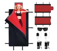 Esterilla de terapia de luz roja de cuerpo completo con 2570 LED, almohadilla térmica corporal con tiempo e intensidad ajustables, manta de fototerapia para aliviar el dolor de rostro