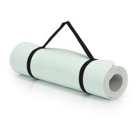 Esterilla de yoga 183 x 61 x 0,6 cm de TPE para mujeres, esterilla de fitness para yoga, pilates, estiramiento, gimnasia y entrenamiento en el suelo, alfombrilla de entrenamiento gris menta con correa