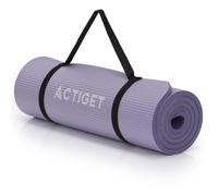 Esterilla de yoga 183 x 61 x 1,5 cm de NBR, gruesa esterilla de fitness para yoga, pilates, estiramiento y entrenamiento en el suelo, alfombrilla de gimnasia violeta con correa ajustable para el hogar