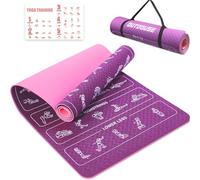 Esterilla de yoga, 70 posturas de yoga impresas, material TPE antideslizante, esterilla de gimnasia con correa de almacenamiento, esterilla de yoga para mujeres y hombres