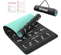 Esterilla de yoga, 70 posturas de yoga impresas, material TPE antideslizante, esterilla de gimnasia con correa de almacenamiento, esterilla de yoga para mujeres y hombres