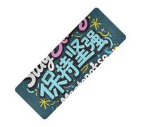 Esterilla de yoga antideslizante con eslogan Stay Strong, de goma natural, con estampado azul marino, con tapete de almacenamiento para ejercicio de 71 x 26 pulgadas, para gimnasio en casa
